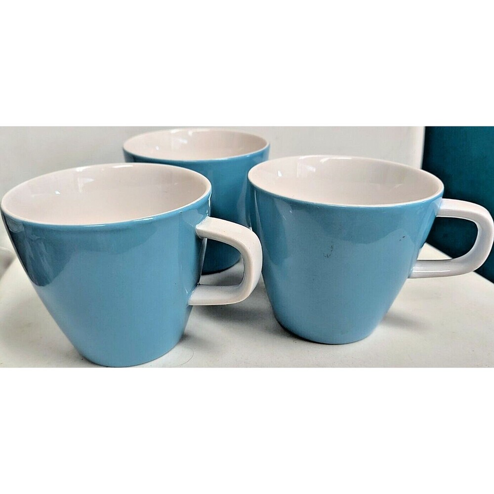 Mid Century Coffee/Tea Cups, Vintage Mikasa Cera Stone Maggi Blue & White